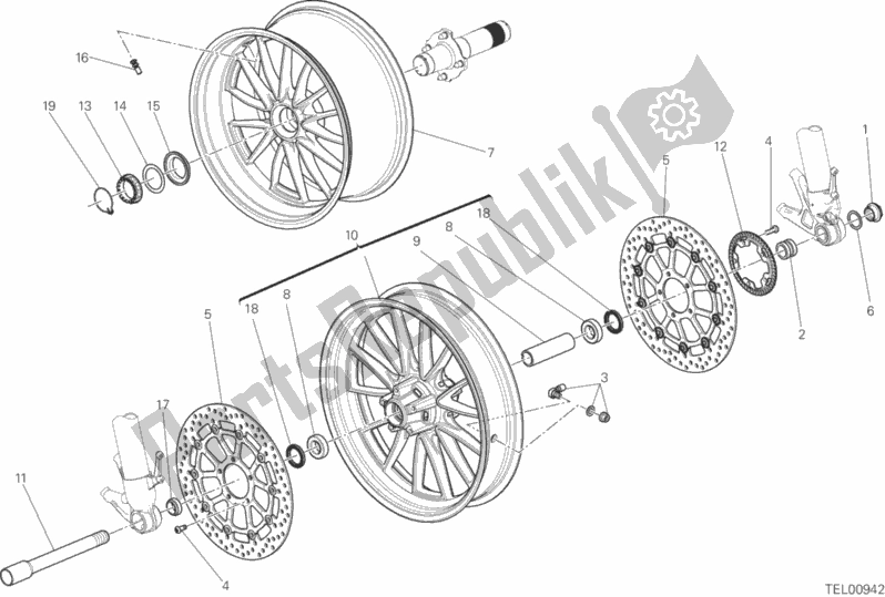 All parts for the Wheels of the Ducati Diavel Xdiavel USA 1260 2017